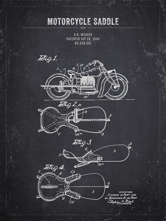 1943 Indian Motorcycle Saddle - Dark Charcoal Grunge Digital Art