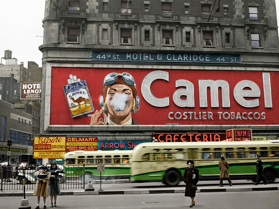 A rainy day in Times Square, New York City, 1943 Wall Art, Canvas Prints,  Framed Prints, Wall Peels