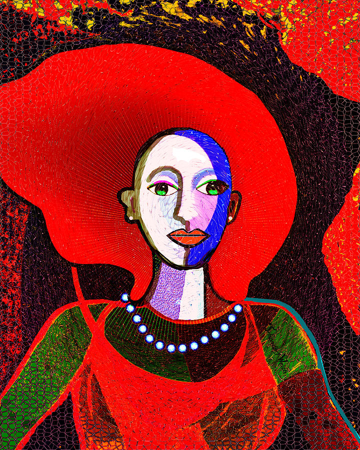 1944 A - Woman with red hat Digital Art by Irmgard Schoendorf Welch