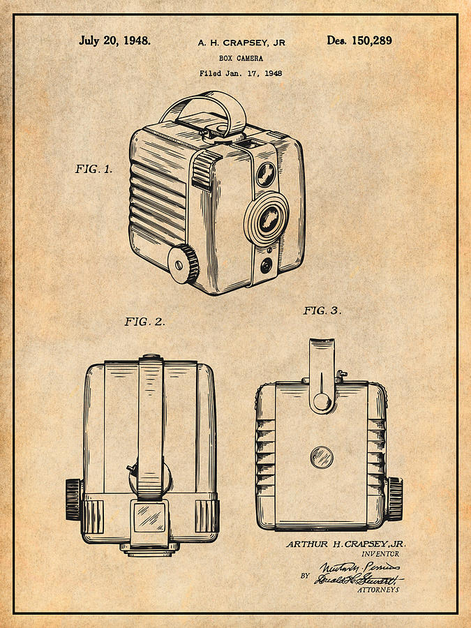 1948 Kodak Box Camera Antique Paper Patent Print Drawing by Greg Edwards