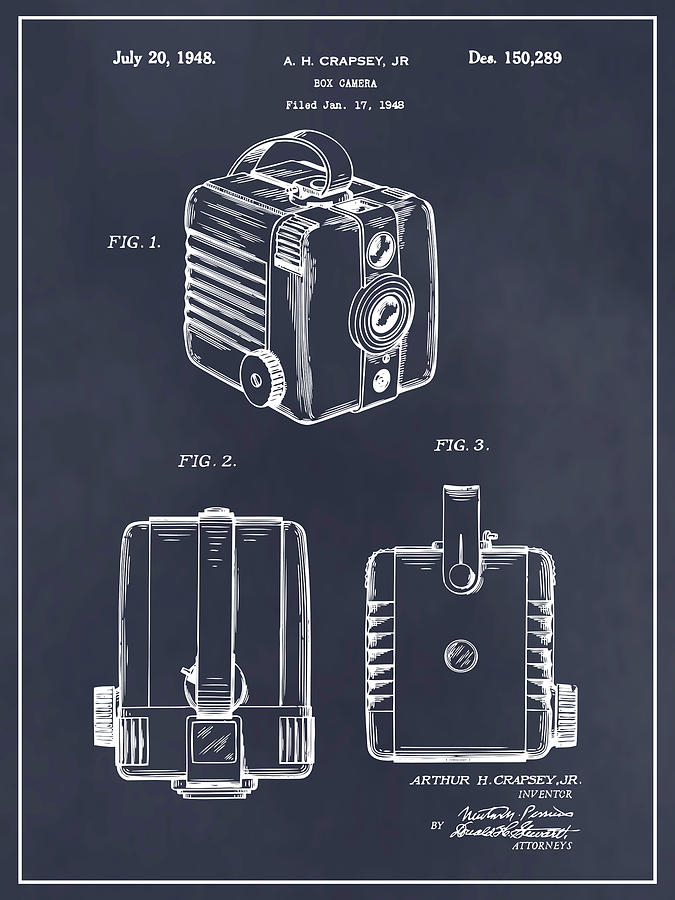 1948 Kodak Box Camera Blackboard Patent Print Drawing by Greg Edwards