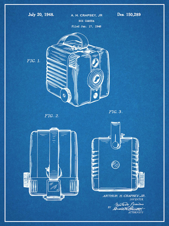 1948 Kodak Box Camera Blueprint Patent Print Drawing by Greg Edwards