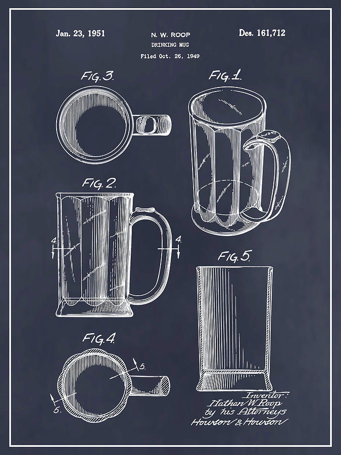 1949 Beer Mug Blackboard Patent Print  Drawing by Greg Edwards