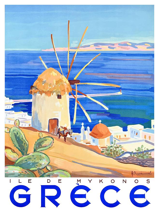 Greece Islands Vintage Illustrated Travel Poster Print art