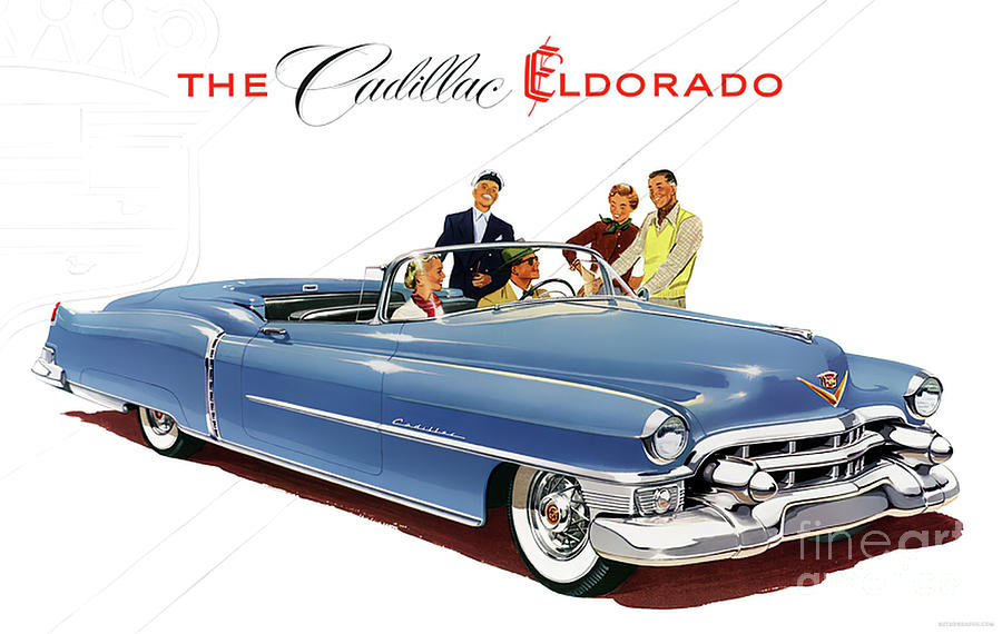 1950 Cadillac Eldorado Convertible With Fashion Models Mixed Media by Retrographs