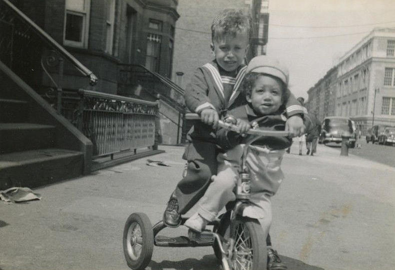 1950 s photo Sailor Boy Caught Carjacking Tricycle from Neighbor