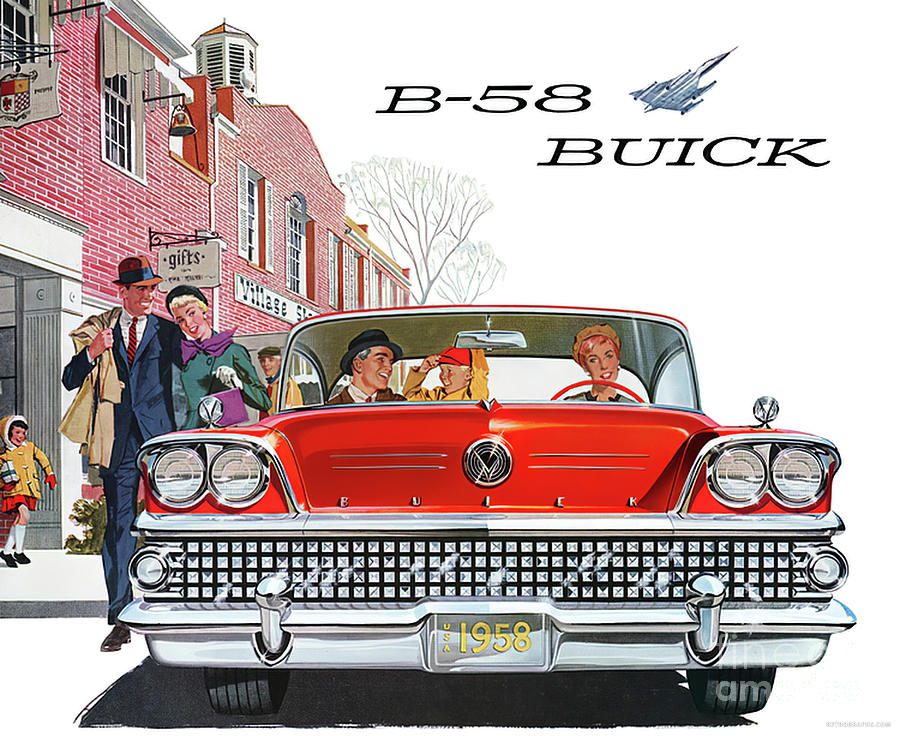 1950s Advertisement Buick B-58 With Fashion Models Mixed Media by Retrographs