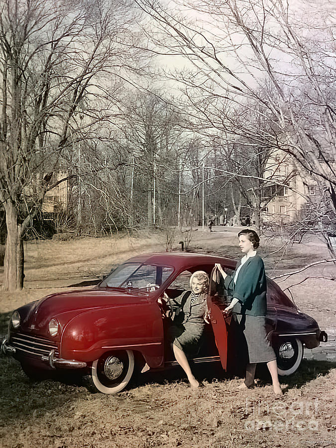 1950s Advertisement For Saab With Two Women Photograph by Retrographs