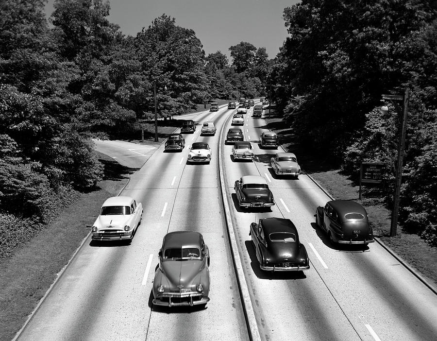 1950s Automobile Highway Traffic On New Photograph by Vintage Images