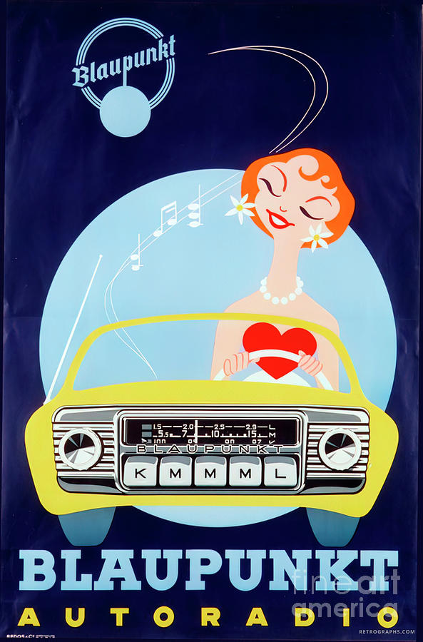 1950s Blaupunkt Autoradio Advertisement With Woman Mixed Media by Retrographs