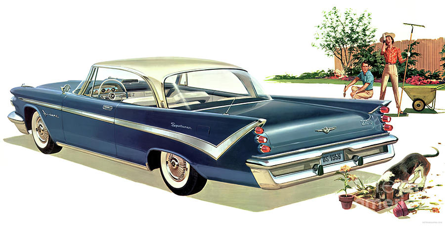 1950s Buick Two-door Hardtop Advertisement In Suburban Setting Mixed Media by Retrographs