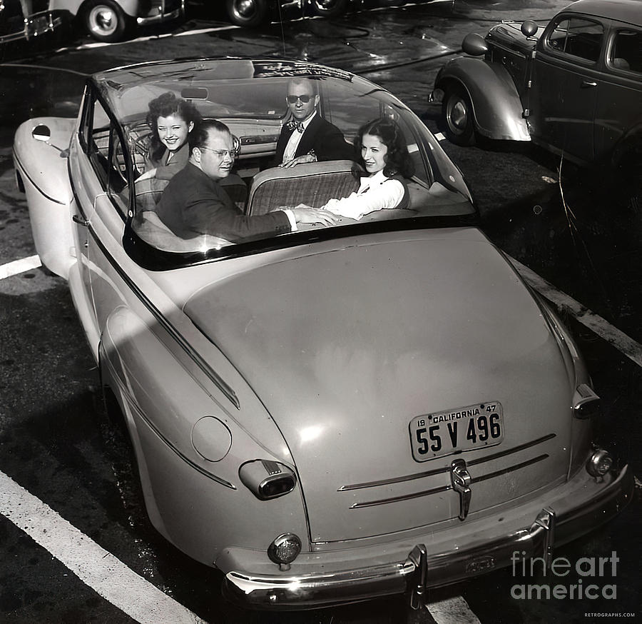 1950s Glass Roof Vehicle With Occupants In California Photograph by Retrographs