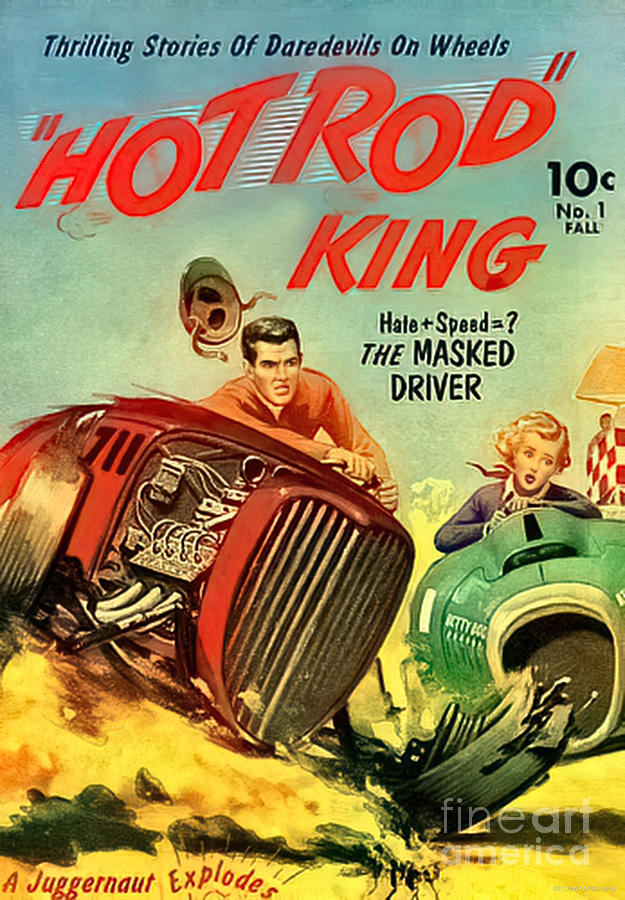 1950s Hot Rod King Book Cover Mixed Media by Retrographs