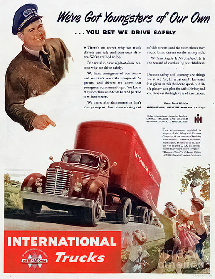 1950s International Trucks Advertisement With Kids Mixed Media by Retrographs