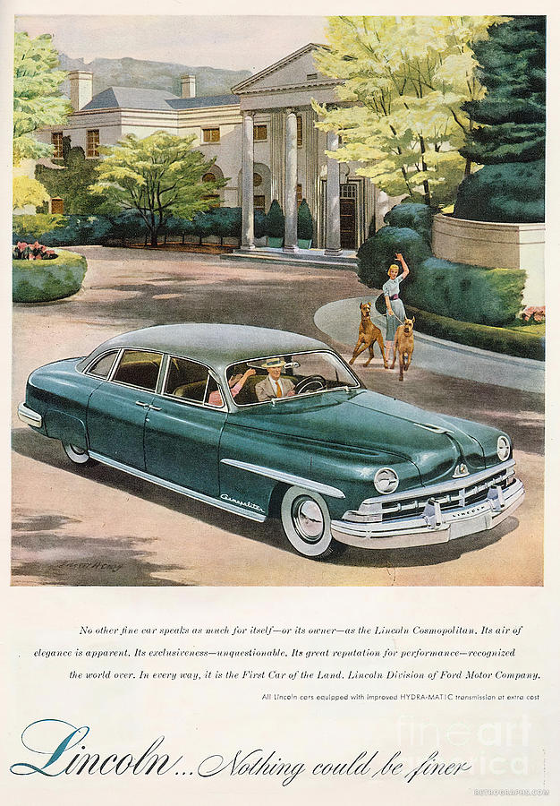 1950s Lincoln Advertisement In Elegant Estate Setting Mixed Media by Retrographs