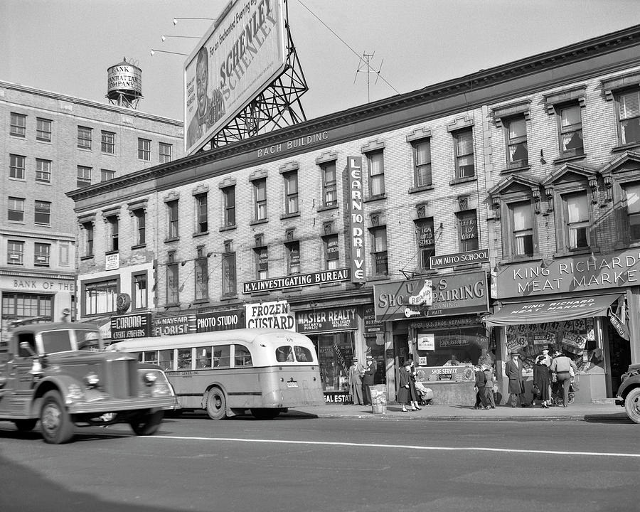 1950s Main Street Flushing Long Island Photograph by Vintage Images