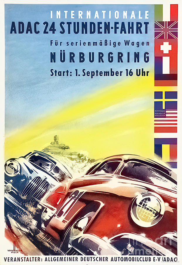1950s Nurburgring Racing Poster Mixed Media by Retrographs