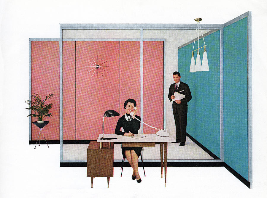 1950s Secretary And Boss by Graphicaartis