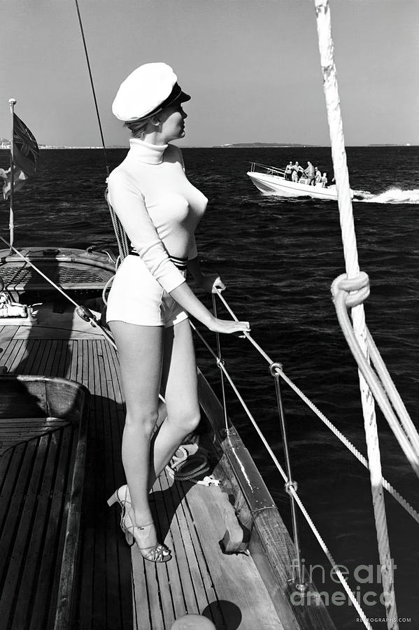 1950s Sexy Woman On Sailboat Photograph by Retrographs