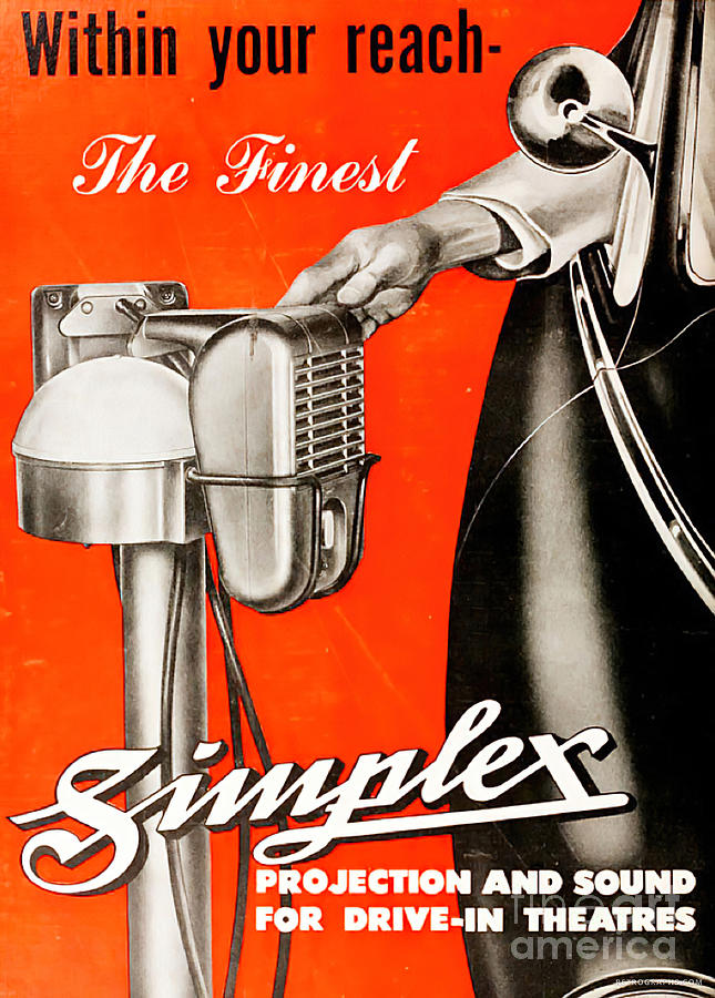 1950s Simplex Drive In Theatre Sound System Advertisement Mixed Media by Retrographs