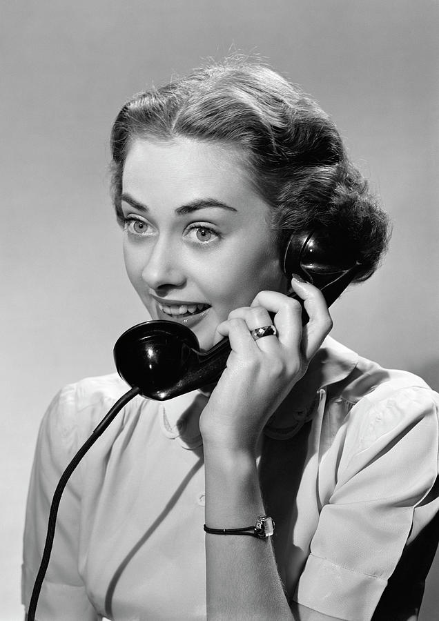 1950s Smiling Woman Talking On Telephone Photograph By Vintage Images