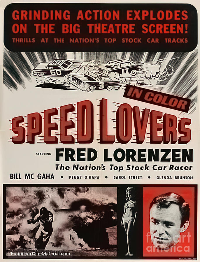 1950s Speed Lovers Moving Poster Mixed Media by Retrographs