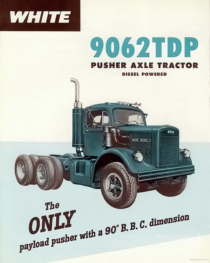 1950s White 9062tdp Truck Advertisement Mixed Media by Retrographs