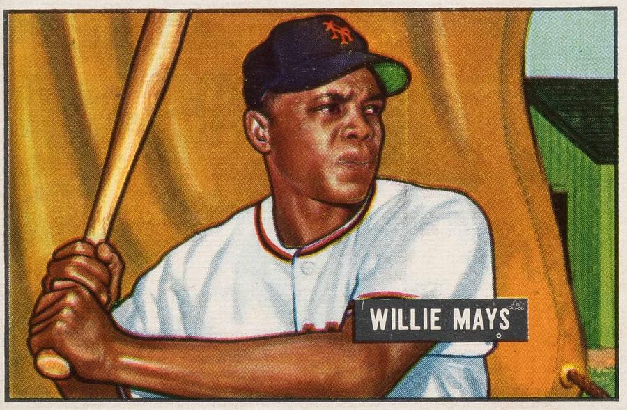 Baseball Painting - 1951 Bowman Willie Mays by Celestial Images