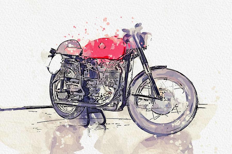 1952 Gilera 500 2 watercolor by Ahmet Asar Painting by Celestial Images