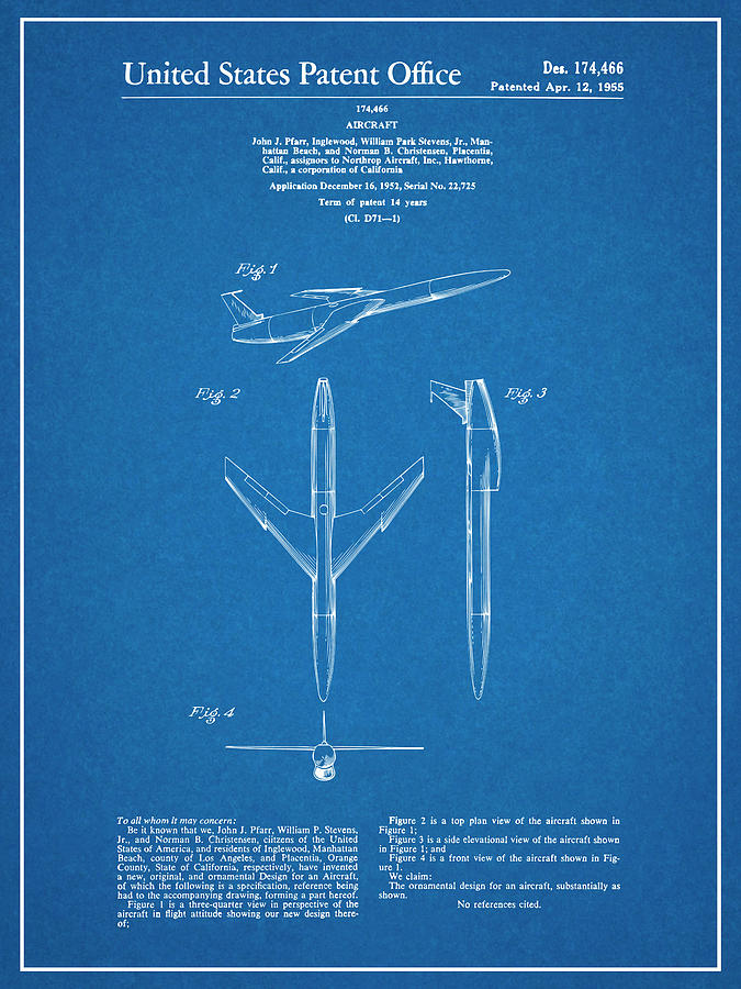 1952 Northrop SM-62 Cruise Missile Patent Print Blueprint Drawing by Greg Edwards