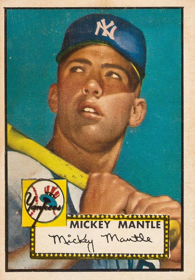 Baseball Painting - 1952 Topps Mickey Mantle by Celestial Images