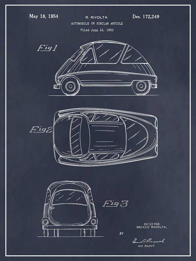 1953 BMW Isetta Blackboard Patent Print Drawing by Greg Edwards