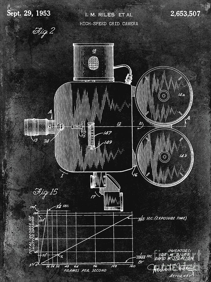 1953 High Speed Grid Camera Patent Black Photograph by Jon Neidert