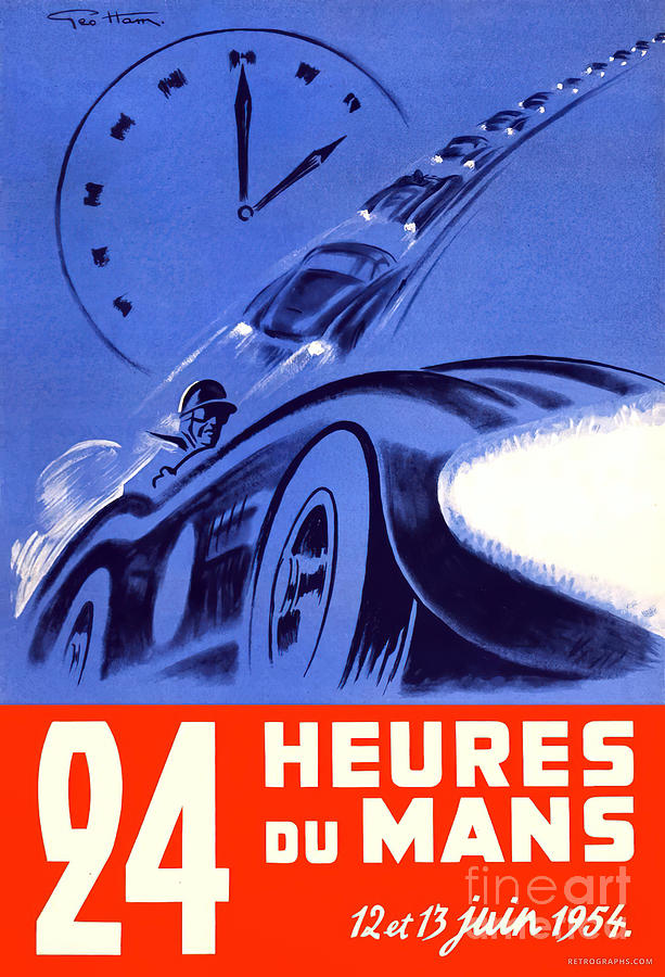 1954 24 Heures Du Mans Le Mans Racing Poster Mixed Media by Retrographs