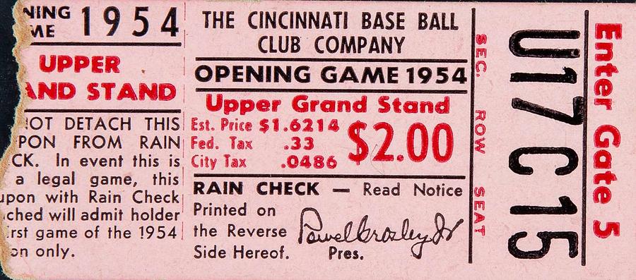 1940 CINCINNATI REDS Game Ticket Print Vintage Baseball 