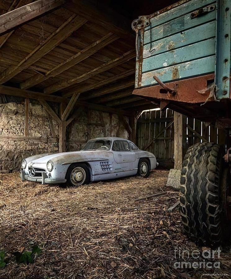1954 Mercedes 300sl Gullwing As Found In Barn Photograph by Retrographs