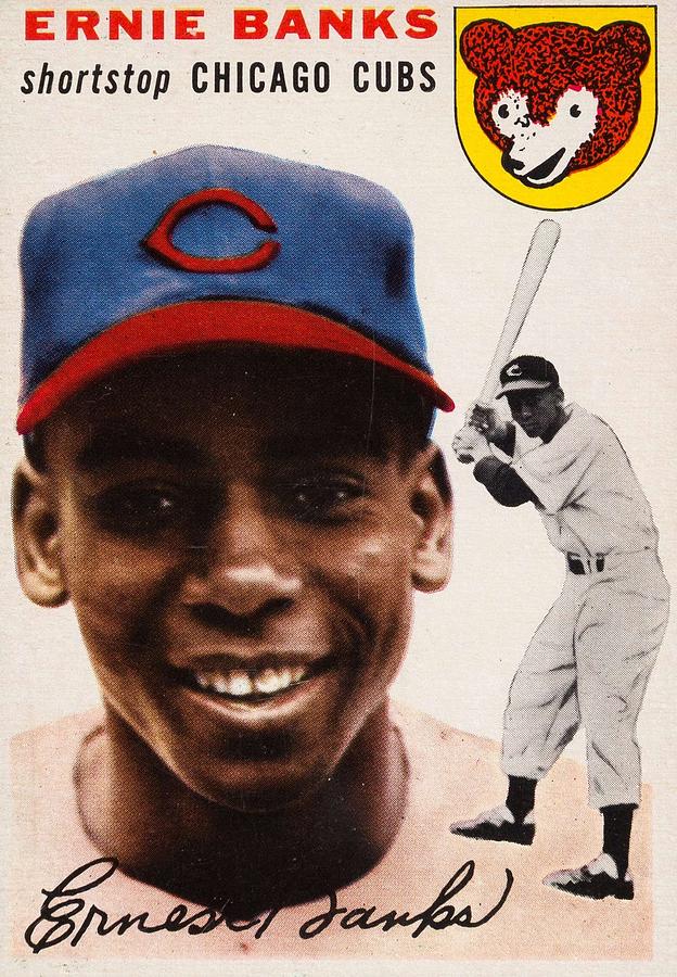 Baseball Painting - 1954 Topps Ernie Banks by Celestial Images