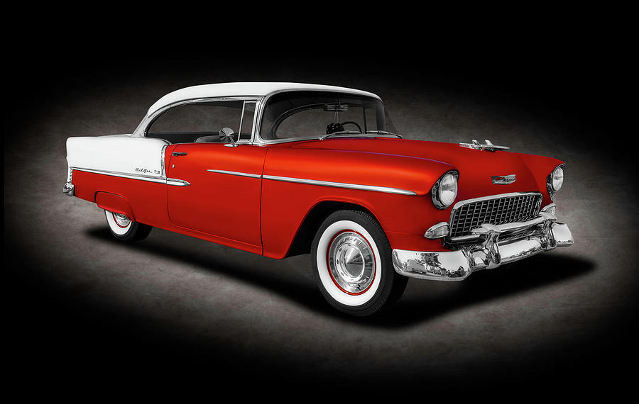 1955 Chevrolet Bel Air Sport Coupe  - 1955chevybelairhardtopspottext153611 Photograph by Frank J Benz