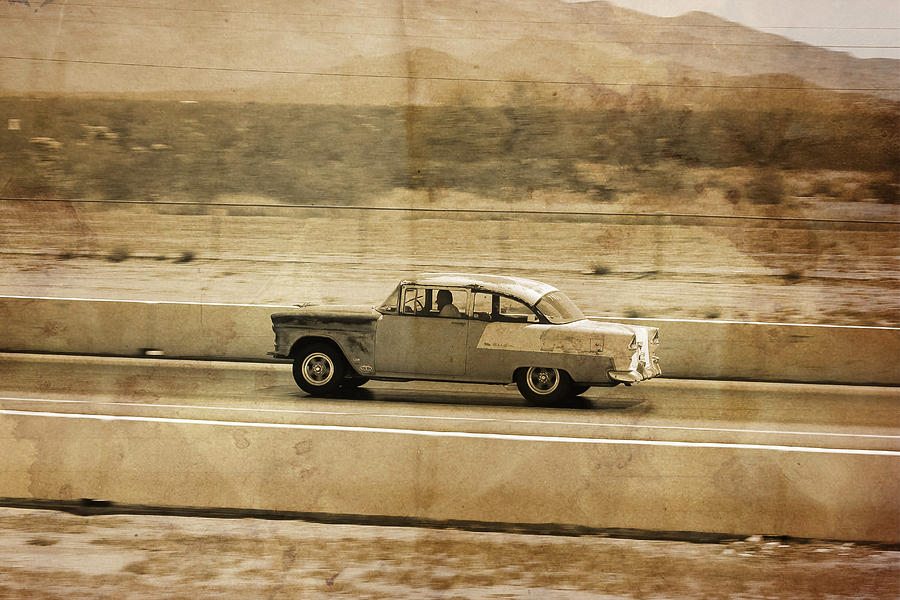 1955 Chevy 210 Drag race Photograph by Darrell Foster