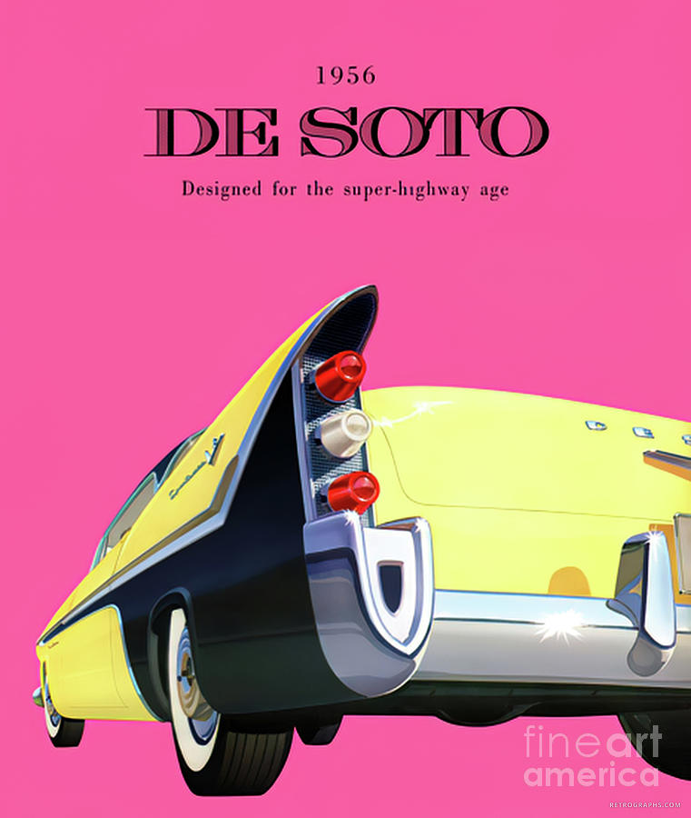 1956 Desoto Advertisement Featuring Bold Fins Mixed Media by Retrographs