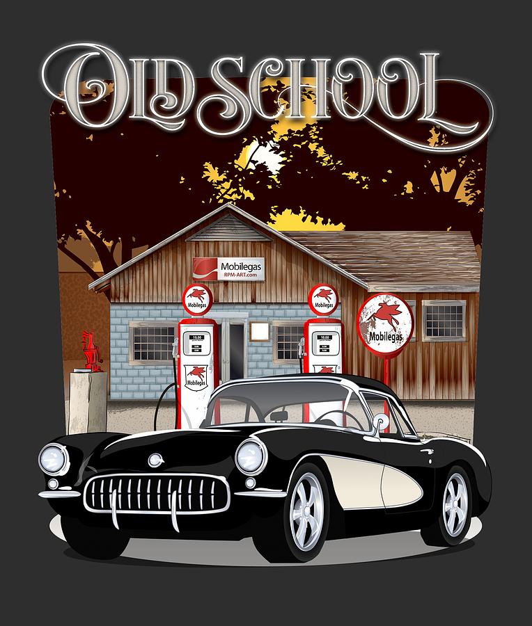 1956 Onyx Black and White Chevy Bel Air Garage Built Printed SweatShirt