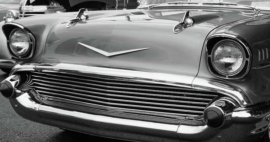 Vintage Photograph - 1957 Chevrolet Belair BW  by Cathy Anderson