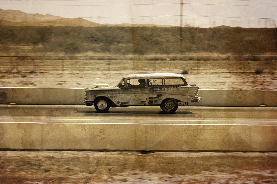 1957 Chevrolet Wagon drag race Photograph by Darrell Foster