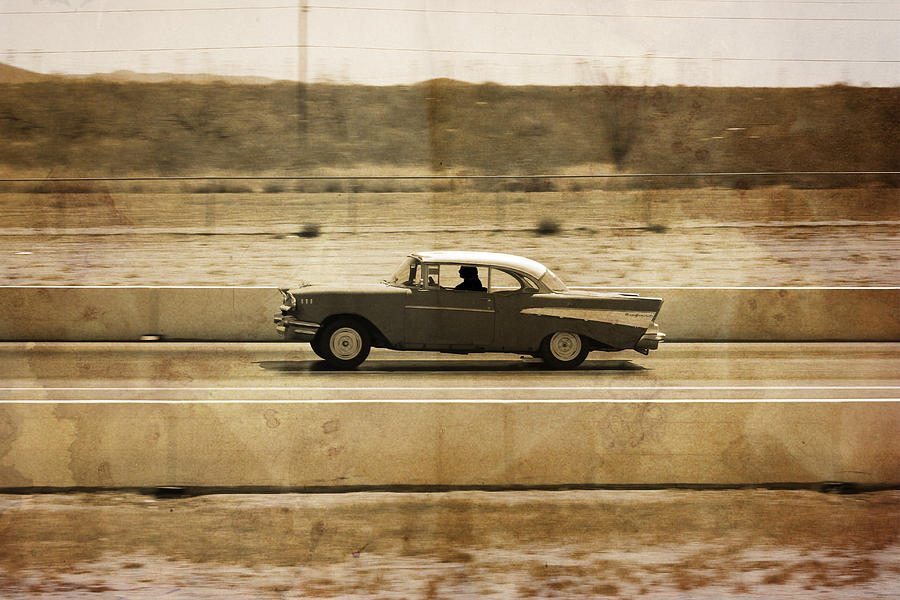 1957 Chevy drag race Photograph by Darrell Foster