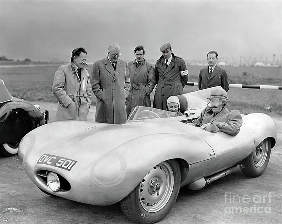 1957 Jaguar D Type Testing With William Lyons And Team Photograph by Retrographs