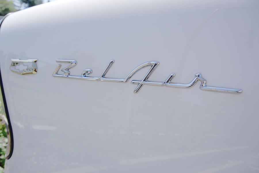 1958 Belair Emblem Classic Chevy Photograph by Cathy Anderson