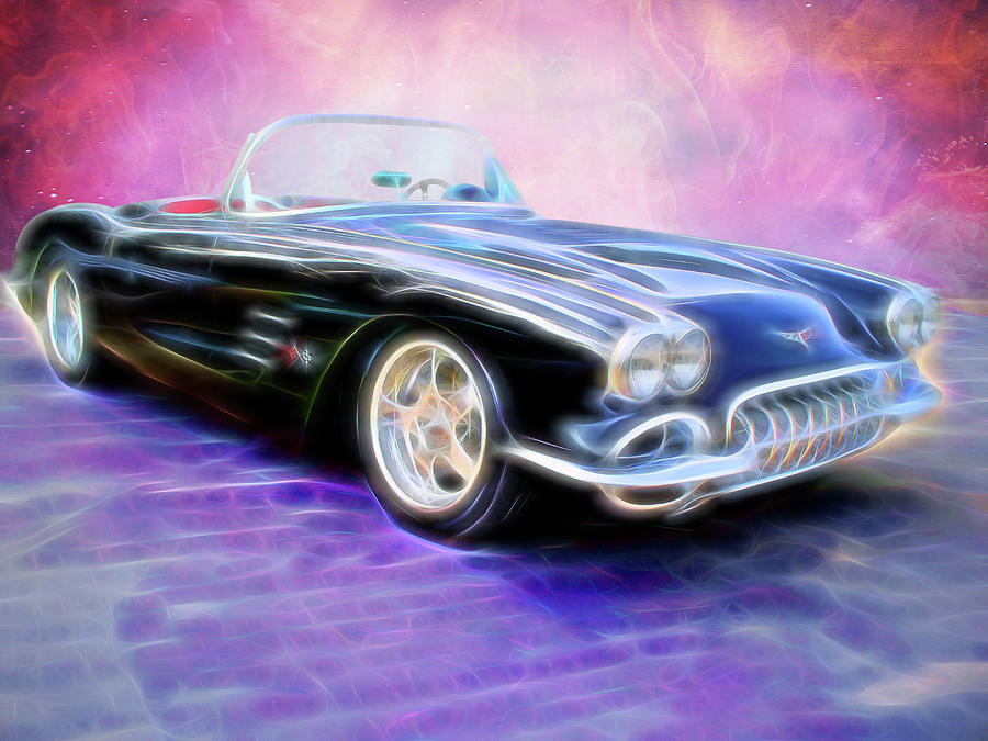 1958 Chevrolet Corvette Digital Art by Rick Wicker