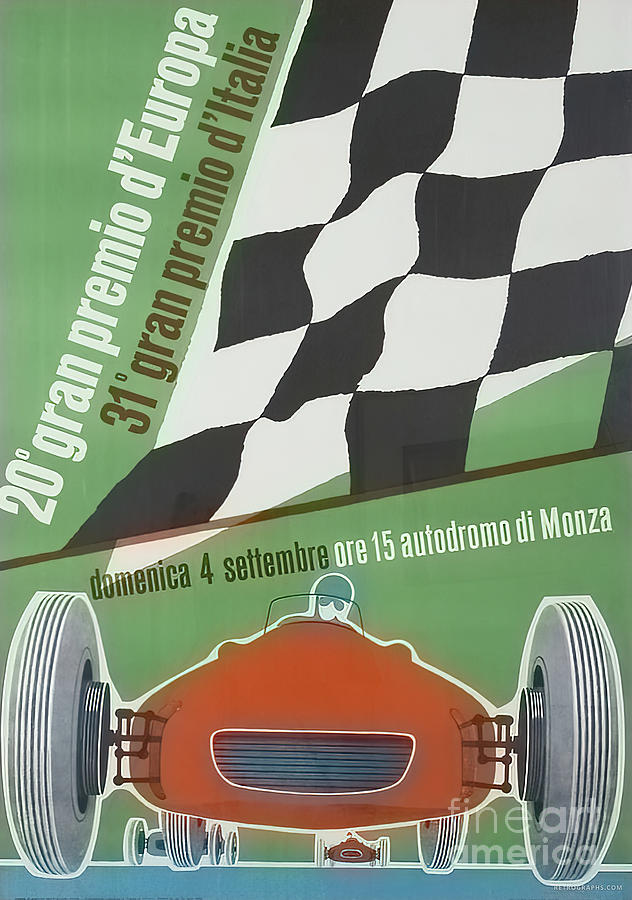 1958 Monza Grand Prix Race Poster Mixed Media by Retrographs
