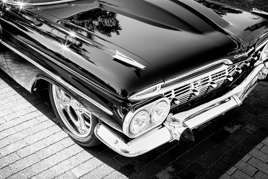 1959 Chevrolet Biscayne Painted BW 005  Black Photograph by Rich Franco