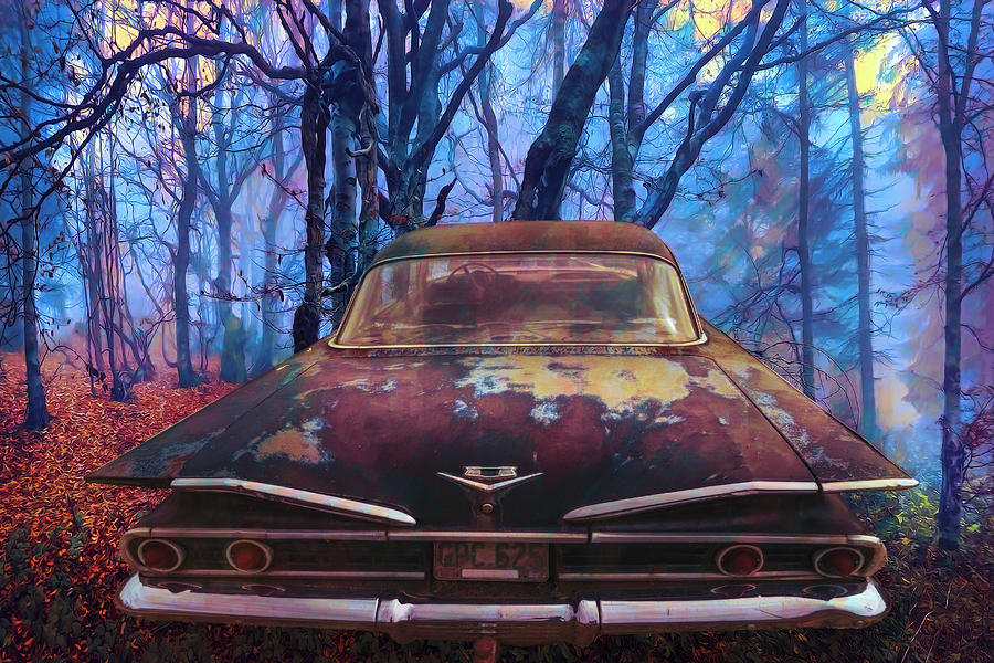 1960 Bel Air in the Woods Painting Photograph by Debra and Dave Vanderlaan